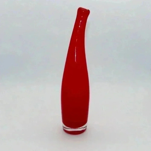 Mid Century Art Glass Vase In Red Vintage MCM Hand Blown - Picture 1 of 7